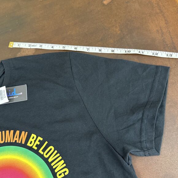 NWT Unisex Pride Tee Be Human Black Rainbow multicolor streetwear Size Small - Picture 4 of 8